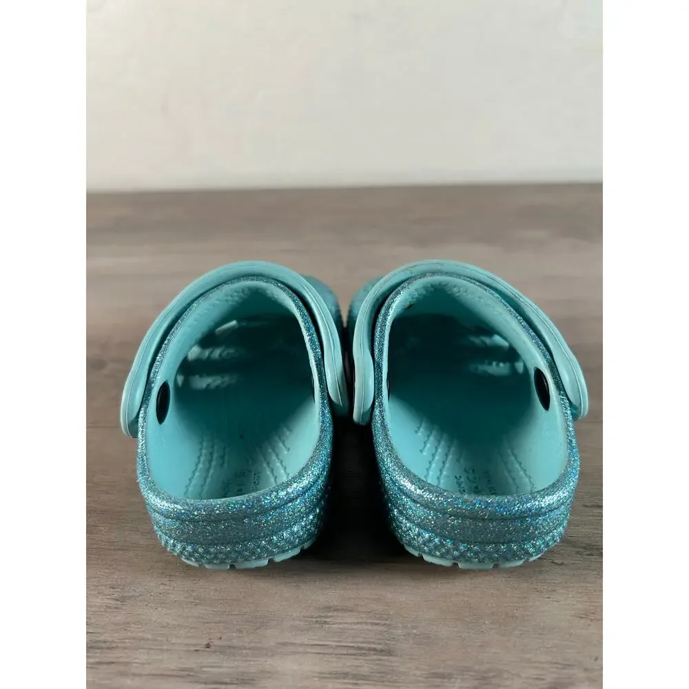 Crocs Classic Teal Blue Glitter- Childs Size‎ 4- New without Tags